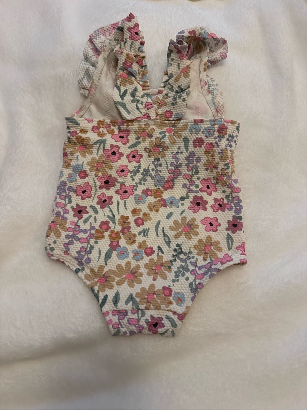 H&M Floral Textured Baby One-Piece - Pink, Gold & Green